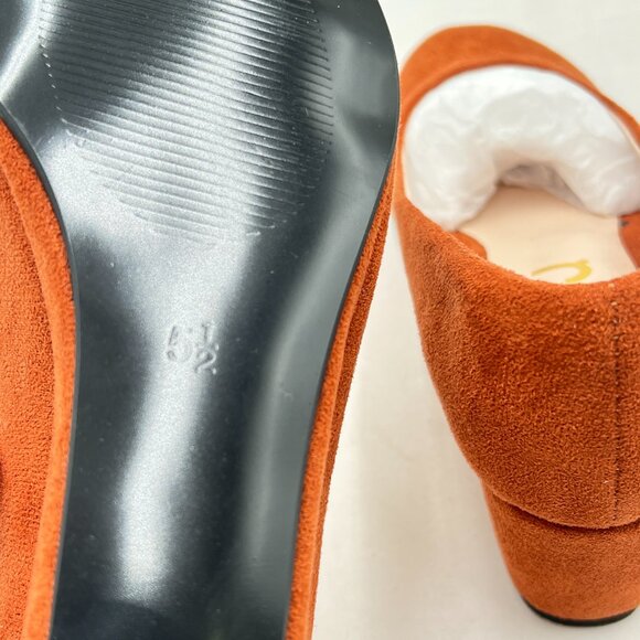 FSJ Brown Suede Wedges Heels for Women Closed Toe Slip On Shoes Dressy Pumps - Picture 5 of 7